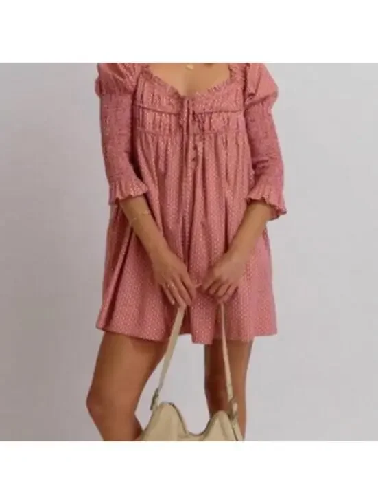 Free People Star Dip Mini Dress in the "Glass Roses Combo" colorway Sz M #1389 - Picture 2 of 13